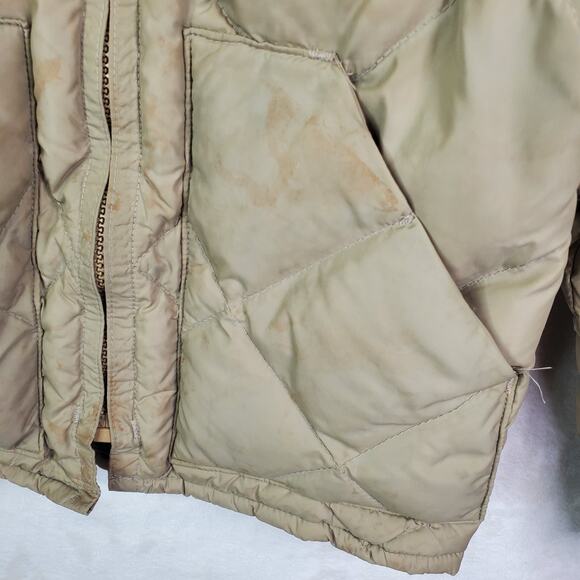 Vtg 80s Walls Blizzard Pruf Down Insulated Beige Puffer Coat Jacket Sz Small Men - Picture 3 of 12